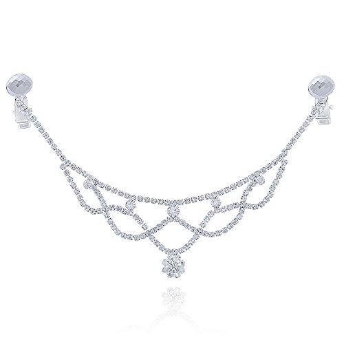 Happy Source Hair Jewelry Silver-Tone Rhinestone Sparkling Headpieces Forehead Chain Wedding Parties