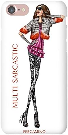 iPhone 6 7 8 Compatible Case by Luxury Designer Brand PERGAMINO | Protective Hard Cover, Slim Fit &amp; Lightweight | Featuring Fashion Icon PERGIE (Multisarcastic)