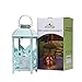 Solar Lantern Outdoor Hummingbird Blue Decor Antique Metal and Glass Construction Mission Solar Garden Lantern Indoor and Outdoor Solar Hanging Lantern Entirely Solar Powered Lantern Low Maintenance