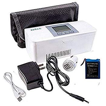 Click Here to See More Images AIJUN Portable Insulin Cooler Case Keeping Mini Insulin Cooler Car Refrigerator Keeps Diabetes Medication Cool and Insulated (Built-in One Battery) (Two Batteries Include)
