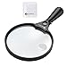 Magnifying Glass, BearMoo 3X 45X Handheld Reading Magnifier Glass with 3 LED Lights for Reading/Maps/Watch Repair/Newspaper/Jewelry Loupes/Ins (White+Black) (Gray)