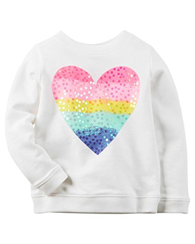 Carter's Girl Sequins Heart French Terry Top; White (4)