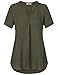 Chiffon Blouse,Timeson Lady Office Tops V Neck Short Sleeve Shirt-Tail Loose Chiffon Tunic Shirts Olive Green X-Large