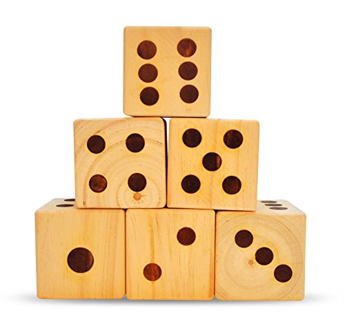 image for GSM Brands Giant Dice - Wooden Set for Yard & Lawn Games - Play BIG Ju