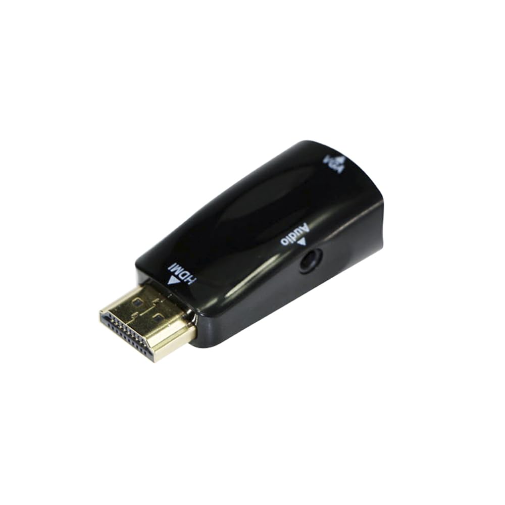 Gembird a-hdmi-vga-02 Video Cable Adapter – Video Cable Adapters (HDMI, VGA (D-Sub), Male, Female, Black, 3.5 mm (1/8 Inch)