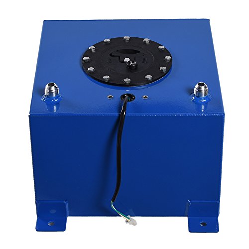 5-Gallon Universal Fuel Cell Gas Tank Aluminum Polished Racing Street Drift Strip Fuel Cell Tank with Level Sender Blue