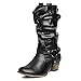 Refresh Wild-02 BLACK Women's Mid calf Cowboy boots with distressed PU upper (10)