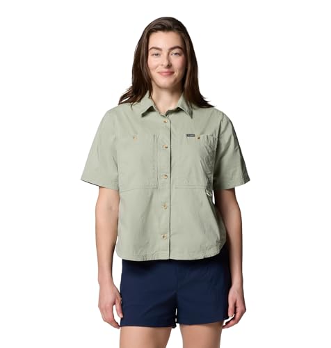 Columbia Women's Brea Falls Woven Short Sleeve, Safari, Small