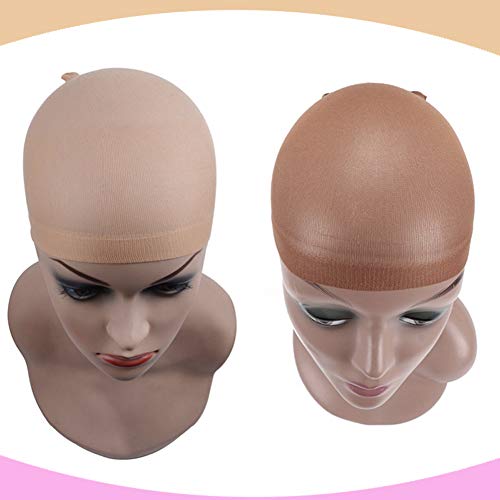 20 PCS Nylon Stretchy Material Wig Caps, PAFOWO 10 PCS Natural Beige Stocking Hair Nets & 10 PCS Light Brown Caps for Wigs Women