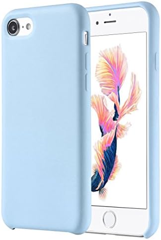 iPhone 7 Case, iPhone 8 Case, VIPFAN Liquid Silicone Gel Rubber Protective Shockproof Scratch-Resistant 4.7 Inch Cover with Soft Microfiber Cloth Lining Cushion(cyan-blue)
