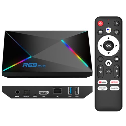 EASYTONE Android TV Box 14.0 2025, 4GB RAM 32GB ROM Android 14 TV Box 4K 8K WIFI6 1000M Ethernet Smart TV Boxes HDR10 R69 Plus H728 Octa-core TV Boxes Support 3D 2.4G 5.8G Dual WiFi BT5.0 USB 3.0