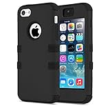 5C Case, iPhone 5C Case, BENTOBEN 3 in 1 PC+Silicone Hybrid Shockproof & Drop Resistance Anti-slip Cover for iPhone 5C , Black+Black