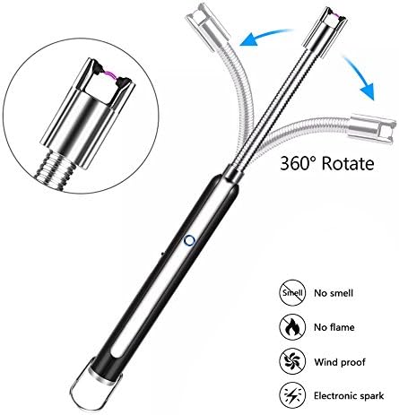 GOSTAR Candle Lighter, Electric Arc Lighter, USB Rechargeable Lighter /360° Flexible Neck for Camping Cooking BBQs Fireworks