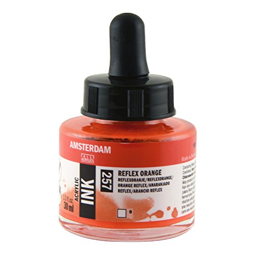 Royal Talens Amsterdam Acrylic Ink, 30ml Bottle with Dropper, Reflex Orange (17202570)