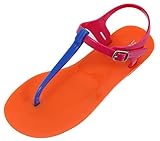 Soda IAN Colorblock Jelly Thong Slingback Flat Sandal