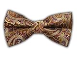 100% Silk Woven Brown, Lavender and Rust Hendrix Paisley Self-Tie Bow Tie