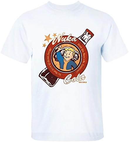 Jiuhe Men's Cartoon Fallout Drink Nuka Cola Short Sleeve Cotton T Shirt white L