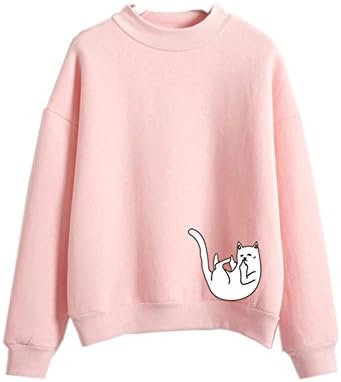 Chic Fashion Women Cartoon Cat Cute Sweater Warm Candy Pullovers Long Sleeve Shirt