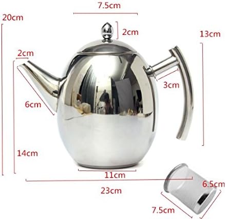 1500ML Stainless Steel Tea Coffee Pot Kettle With Strainer