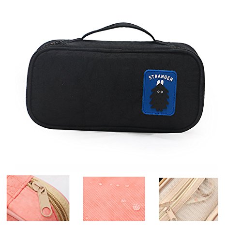JAKAGO Zipper Carry Case pencil Cases Multi-function Make-up Pouches Large Capacity Travel Storage Bag for Men Women School College (Black ) - Thumbnail 2