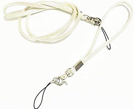 Fashion Lanyards Colorful PU Leather Necklace Wrist Hand Straps(1 Long+ 1 short) Premium Quality Neck Lanyards keychain Charms For Camera & Cell Phone& ID Badge Holder (White)