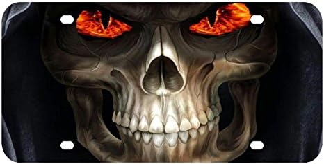 L21 GRIM REAPER SKULL License Plate Front Custom Novelty Tag Vanity Frame Holder Wrap Wraps