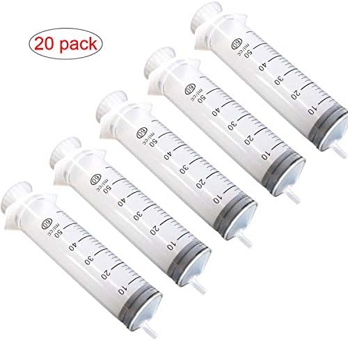20pack – 50ml/50cc Syringe with Luer Slip Tip- Ideal for Measuring or Transfering Tiny Amount of Liquids (No Needle)