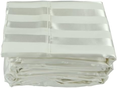 Silk Sheets in Silk Satin Stripes Sheet Set - Queen set - White