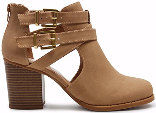 Marco Republic Dublin Medium Mid Heels Ankle Booties Boots - (Camel) - 10