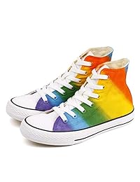 Zapatilla de lona pintada a mano con arco iris