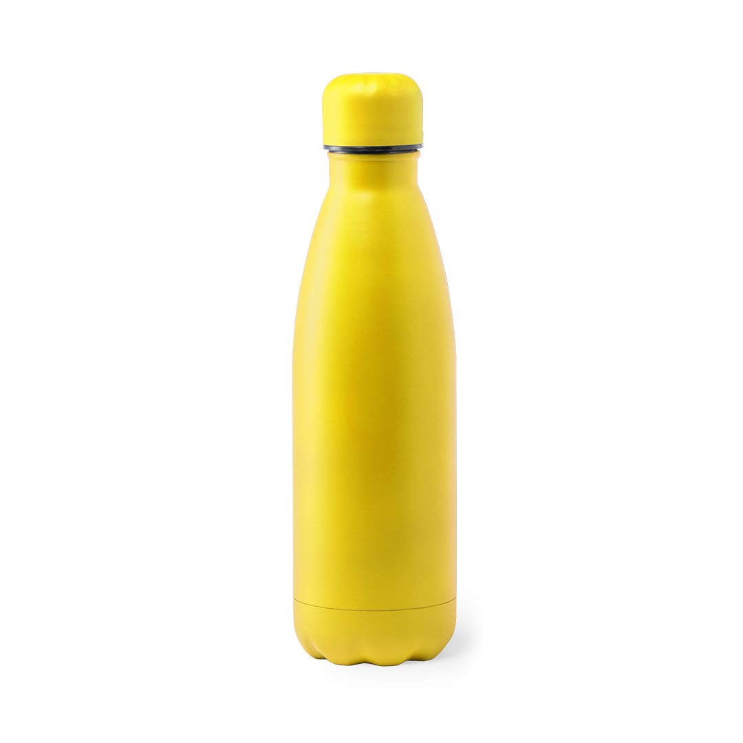 eBuyGB Metal Water Bottle 790ml Stainless Steel Leakproof Drinks Bottle Reusable BPA Free Matt Water Bottles - Travel Cup for School, Gym, Outdoor, Yoga & Sports - Yellow (Pack of 1)