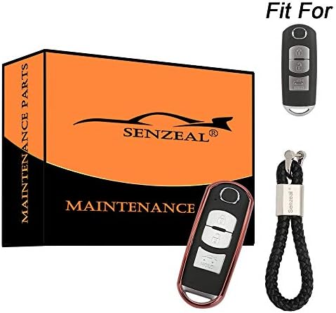SENZEAL TPU Car Key Cover with Braided Key Rings Key Protection for Mazda 2/3/5/6/CX-3/CX-5/CX-7/CX-9/MX-5 Miata Pink