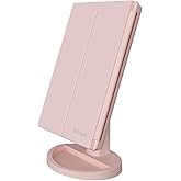 Infitrans Trifold Makeup Mirror Vanity Mirror with Lights,1X 2X 3X Magnification,Touch Control,Adjustable Rotation,Dual Power Supply,Portable Travel Cosmetic Mirror,Birthday Gifts for Women,Teengirls