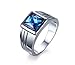 VNOX Mens Stainless Steel Blue Square CZ Cubic Zirconia Ring for Wedding Band Engagement,Size 11