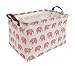 HIYAGON Collapsible Storage Bin for Organizing Toys, Nursery, Books, Gift Baskets - Pink Elephant Fabric