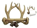Ebros Rustic 10 Point Buck Deer Antlers Skeleton Toilet Paper Holder Bathroom Wall Decoration Country Cabin Lodge Ranch Home Decor of Deers Bone Antler Horn