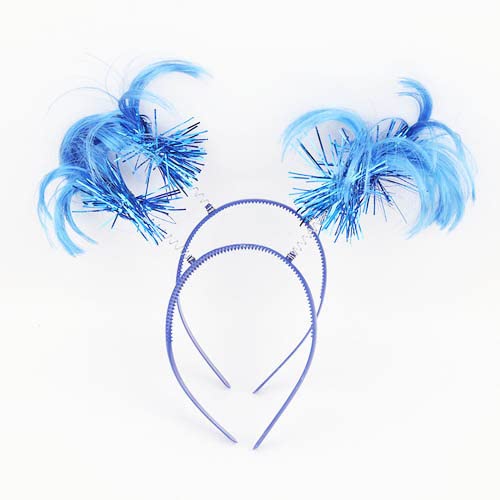 Fgnuay 2 Pack Blue Ponytail Headband Feathers Head Bopper Party Accessory headband adult for Costume Party School Festivals
