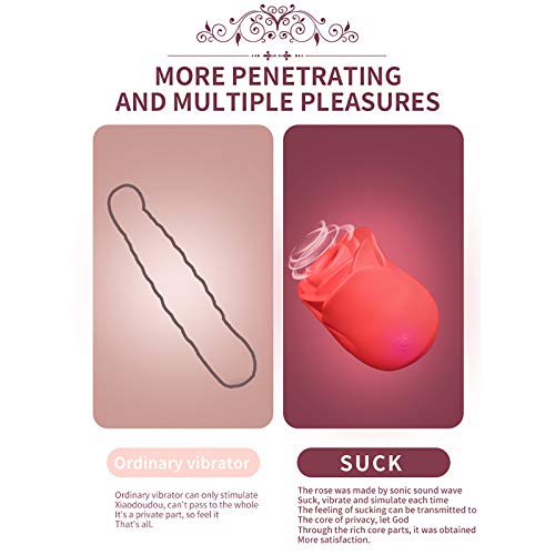 HXS Toys for Women Sucking Vibrator Rose Toy with 7 Intense Suction Rechargeable Clit Sucker Nipple Stimulator Massage Toys for Couples Special Gifts for Her (1pcs,Rose)