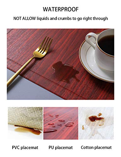 Alpiriral Dining PlaceMats Set of 8 Heat Resistant PlaceMats Easy to Wipe Off Scrub Vinyl Place Mats Washable Table Mats Protect A Table from Messes & with A Nice Looking in Cherry Red
