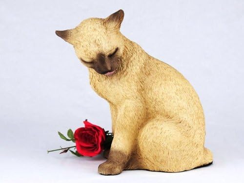Siamese Cat Cremation Pet Urn for Secure Installation of Your Beloved pet's Ashes Indoors or Outdoors. Rose NOT Included