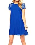 PAKULA Women's Short Sleeve Keyhole Back Lace Shift Dress