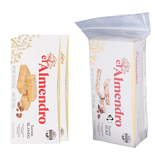 El Almendro Crunchy Almond Nougat and Soft Turron - Creamy Almond Turron Turron Blando y Duro con Almendras Calidad Suprema W/ Premium Penguin Quick Storage Pouch... (4 Pack Hard/Soft) - Thumbnail 4