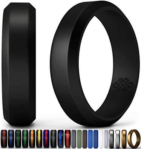 Silicone Wedding Ring for Men and Women Black 6mm - Size 9 Rubber Wedding Rings Band - Ideal Athletic Husband Gifts from Wife - Enhanced Style, Safety, Comfort for Gym, Work, Sports, Travels