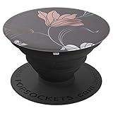 Rose Gold and White Flowers on Dark Gray - PopSockets Grip and Stand for Phones and Tablets