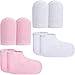 Bememo 4 Pairs Paraffin Wax Mitts and Booties, Wax Bath Mitts and Booties Reusable Paraffin Wax Mitts for Hand and Feet, Terry Cloth Insulated Mittens for Heat Therapy Spa Treatment (White and Pink)