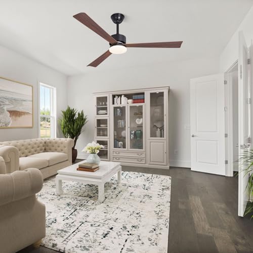 Homefire Ceiling Fan LED Light - 51.5 Inch Ceiling Light for Living Room Quiet 3 Blades Dimmable Large Size Modern Ceiling Light with Remote Control