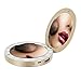 Compact Mirror LED Lighted Makeup Mirror Power Bank, Ring Lights & 3000mAh Portable Charger & 1X/3X Magnified Vanity Mirror for Daily Office Travel Trips Gift, Gold