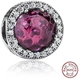 Sterling Silver Radiant Hearts, Sky-blue Crystal &amp; Clear Cz Charm Dije De Plata