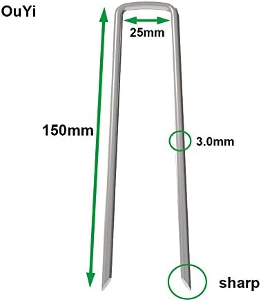 OK5STAR AAGUT Garden Pegs Staples Landscape Galvanized Sod Stakes, 250 Pack 6 Inch 11 Gauge Steel Lawn U Pins - Image 3