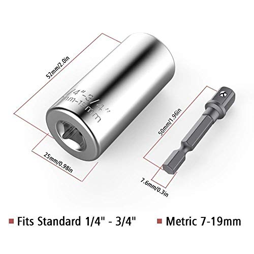 105 Degree Right Angle Screwdriver set Drill Hex Bit Socket Adapter,ETC 120A Professional 7mm-19mm Universal Multi Function Universal Socket,With Power Drill Adapter Tool Universal Repair Tools Silver